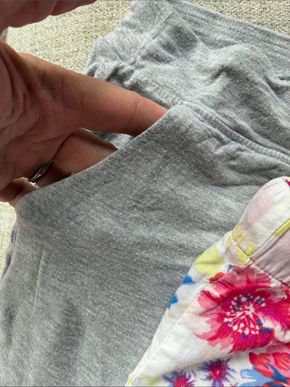 Old Navy Floral & Gray Lounge Shorts Set - White, Pink, Blue, Gray - Picture 4 of 5